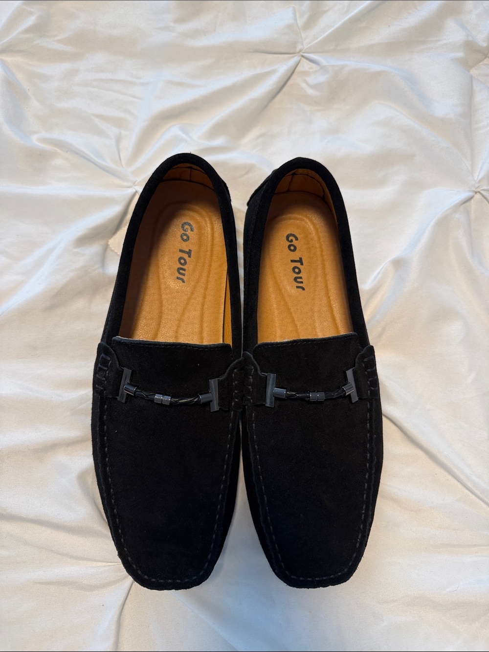 Black Suede Slip-On Loafers